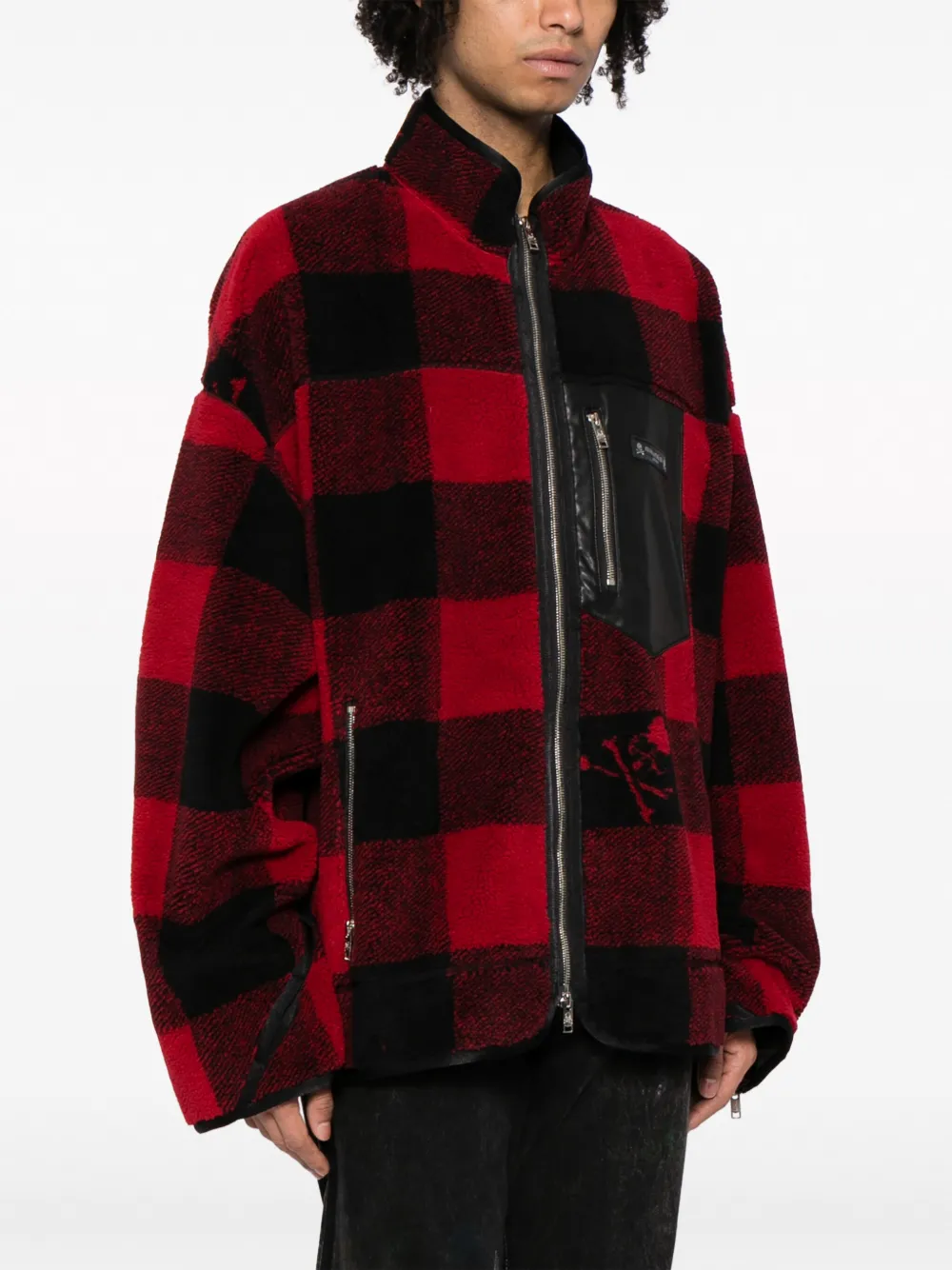 Shop Mastermind Japan Checked Zip-pocket Jacket In Red