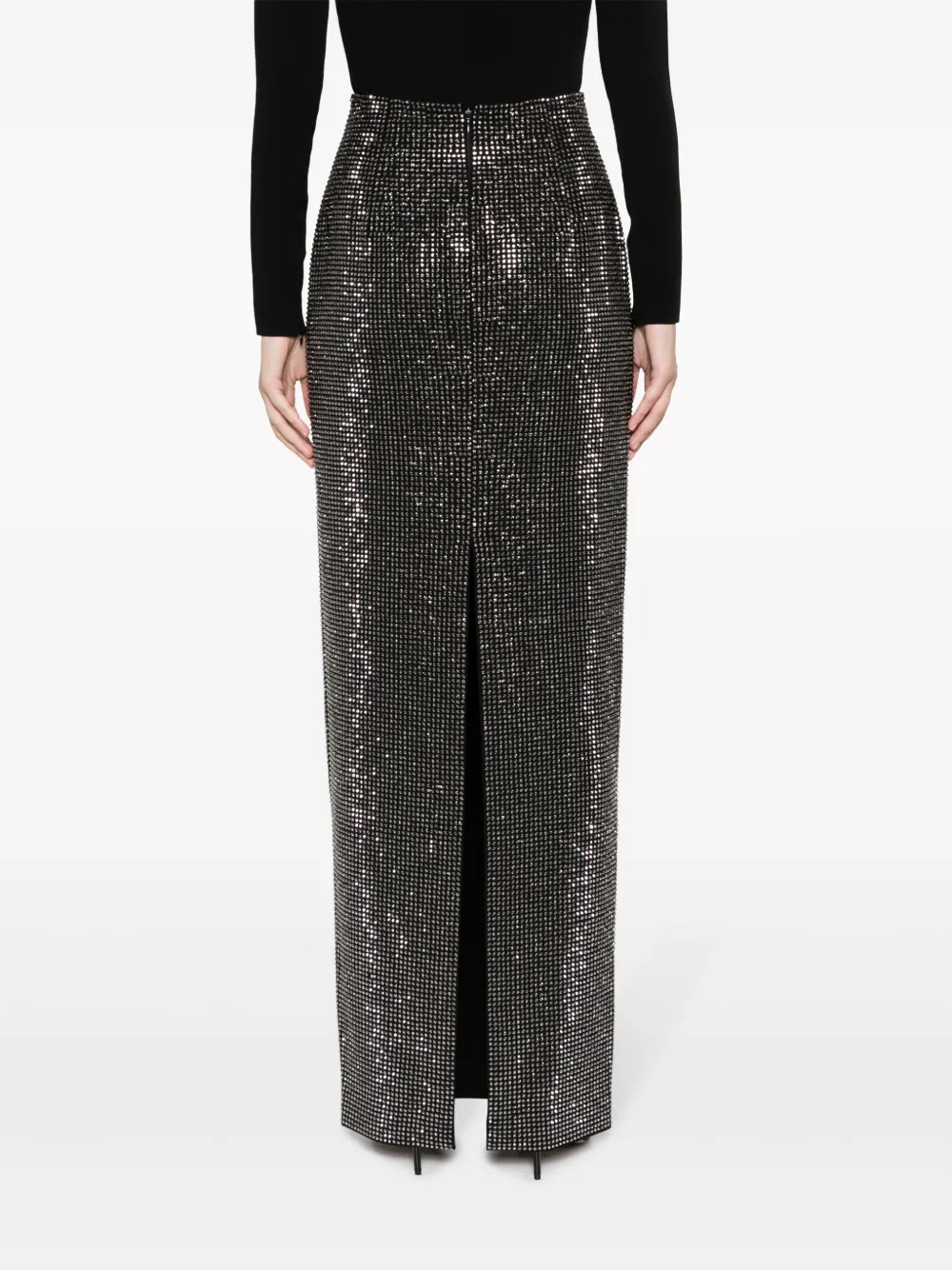 Roland Mouret Rhinestone-embellished High-waisted Pencil Skirt In Black