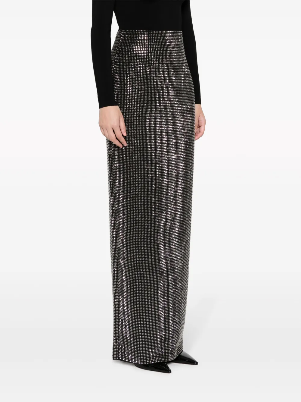 Roland Mouret Rhinestone-embellished High-waisted Pencil Skirt In Black