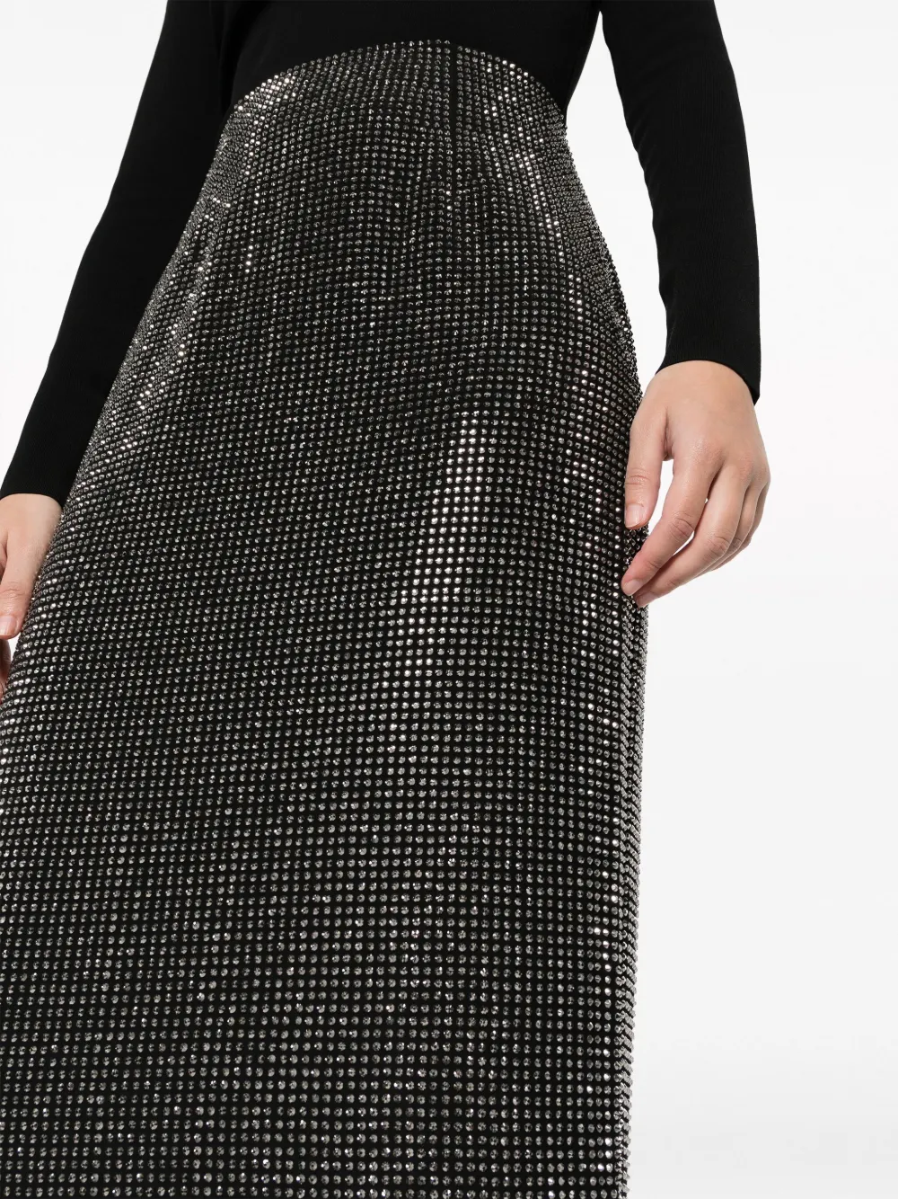 Roland Mouret Rhinestone-embellished High-waisted Pencil Skirt In Black