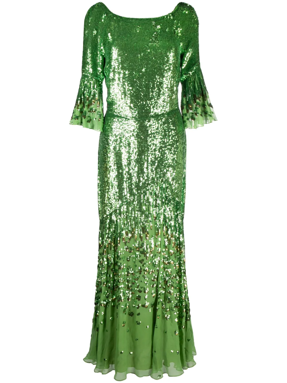 Temperley London Celestial Sequinned Maxi Dress In Green