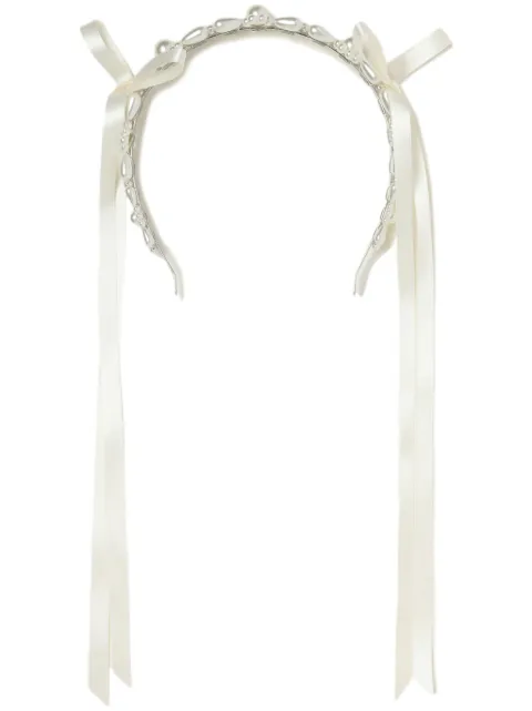 Simone Rocha bow-embellished faux-pearl head band