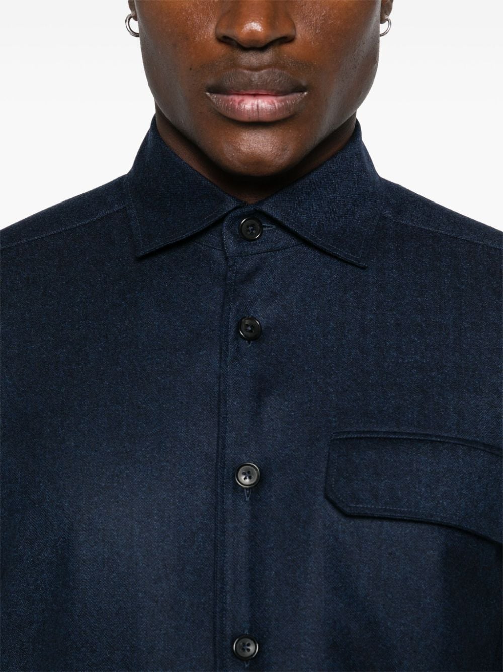 Shop Corneliani Wool Shirt In Blue