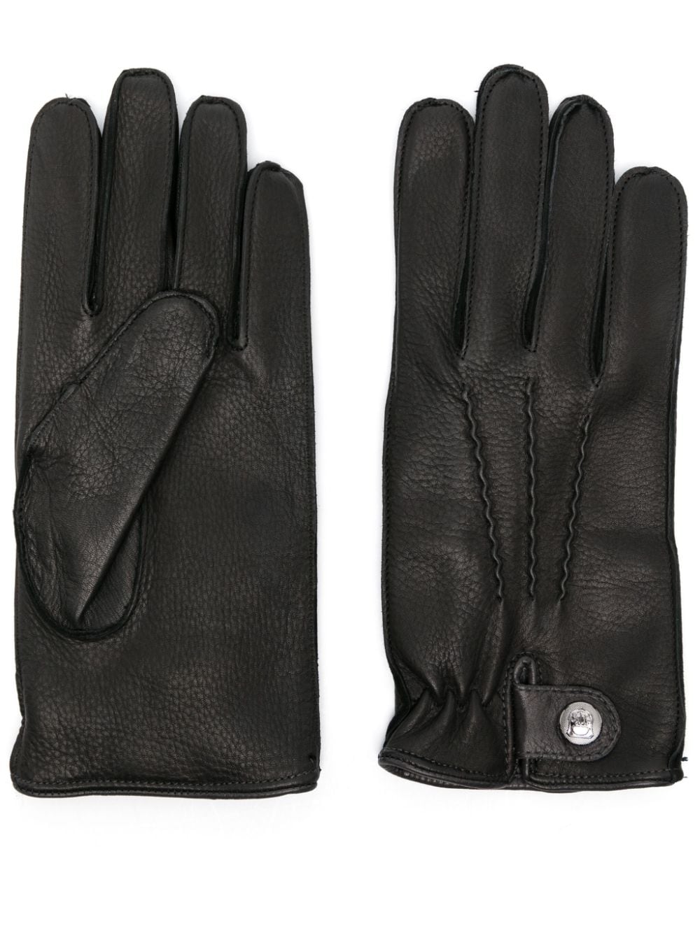 Corneliani Wrist-strap Leather Gloves In Black