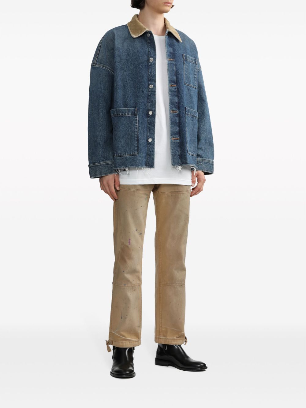 Shop Apc Raw-cut Denim Shirt Jacket In 蓝色