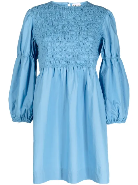 GANNI smock puff-sleeve dress F8521 - 0