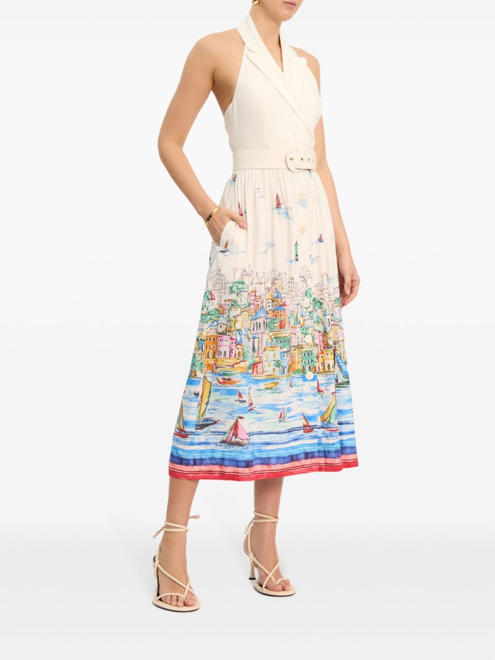 Rebecca Vallance Midi-jurk met halternek Wit