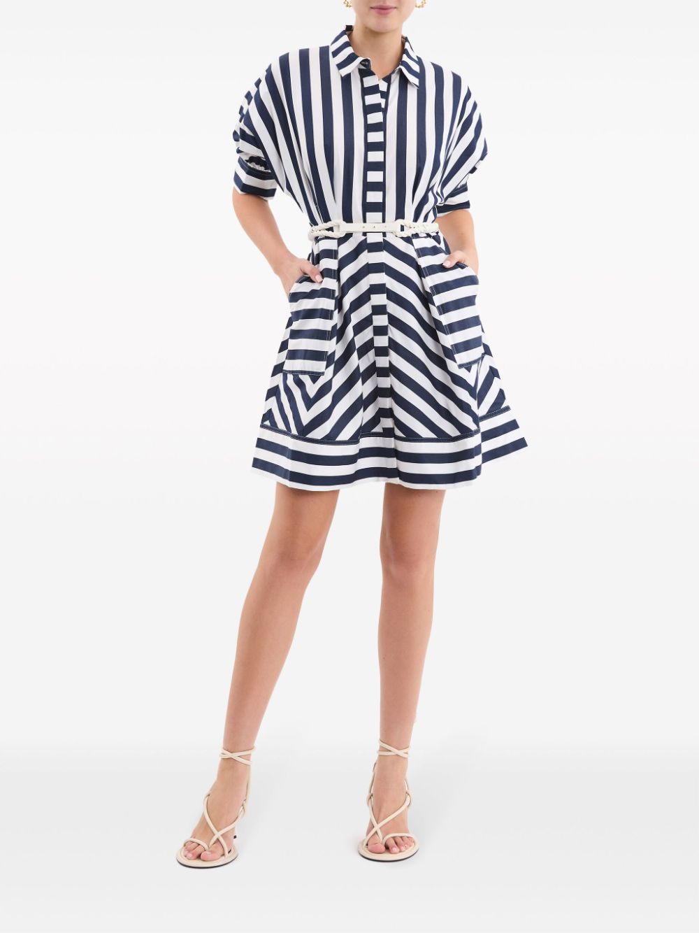 Shop Rebecca Vallance Katerina Striped Minidress In Blue