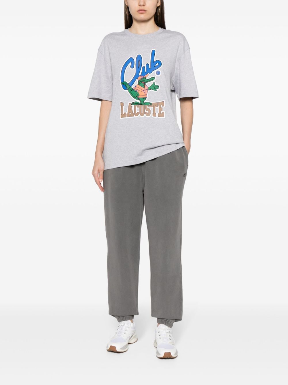 Shop Lacoste Logo-print Cotton T-shirt In Grey