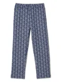 Lacoste Kids monogram-pattern cotton track pants - Blue