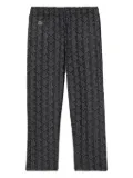 Lacoste Kids monogram-pattern cotton track pants - Blue