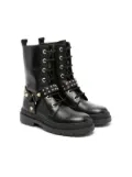 Versace Kids Medusa lace-up leather boots - Black