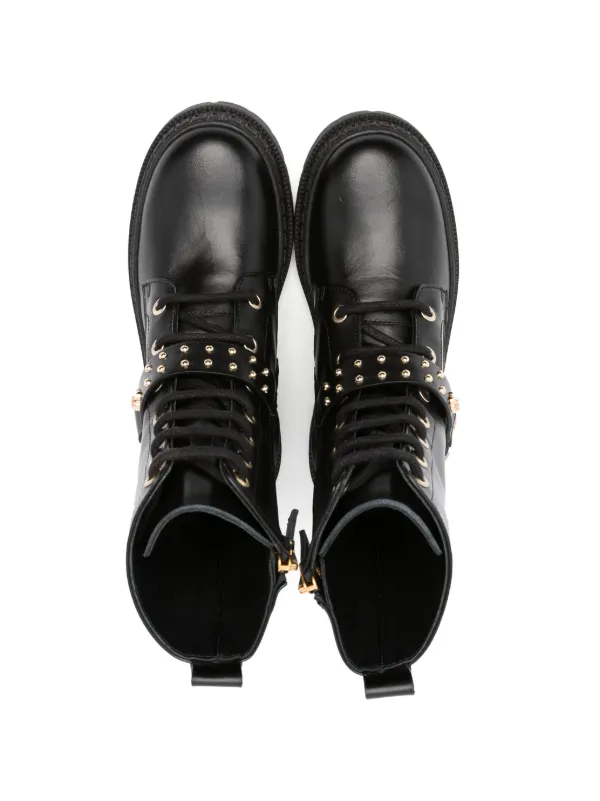 Versace Kids Medusa lace-up Leather Boots | Black | FARFETCH