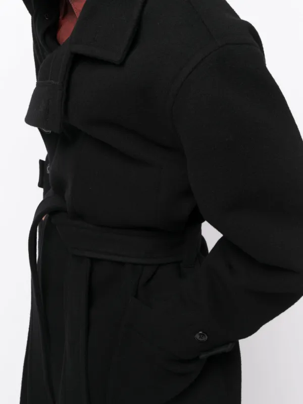 LEMAIRE Belted double-breasted Coat | Black | FARFETCH
