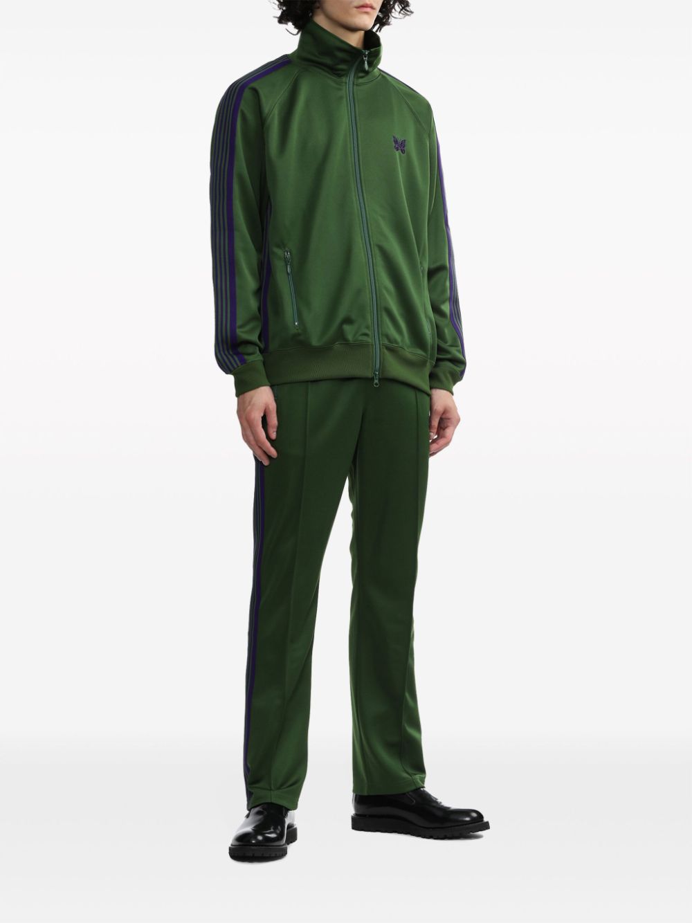 Needles logo-embroidered two-tone track jacket - Groen