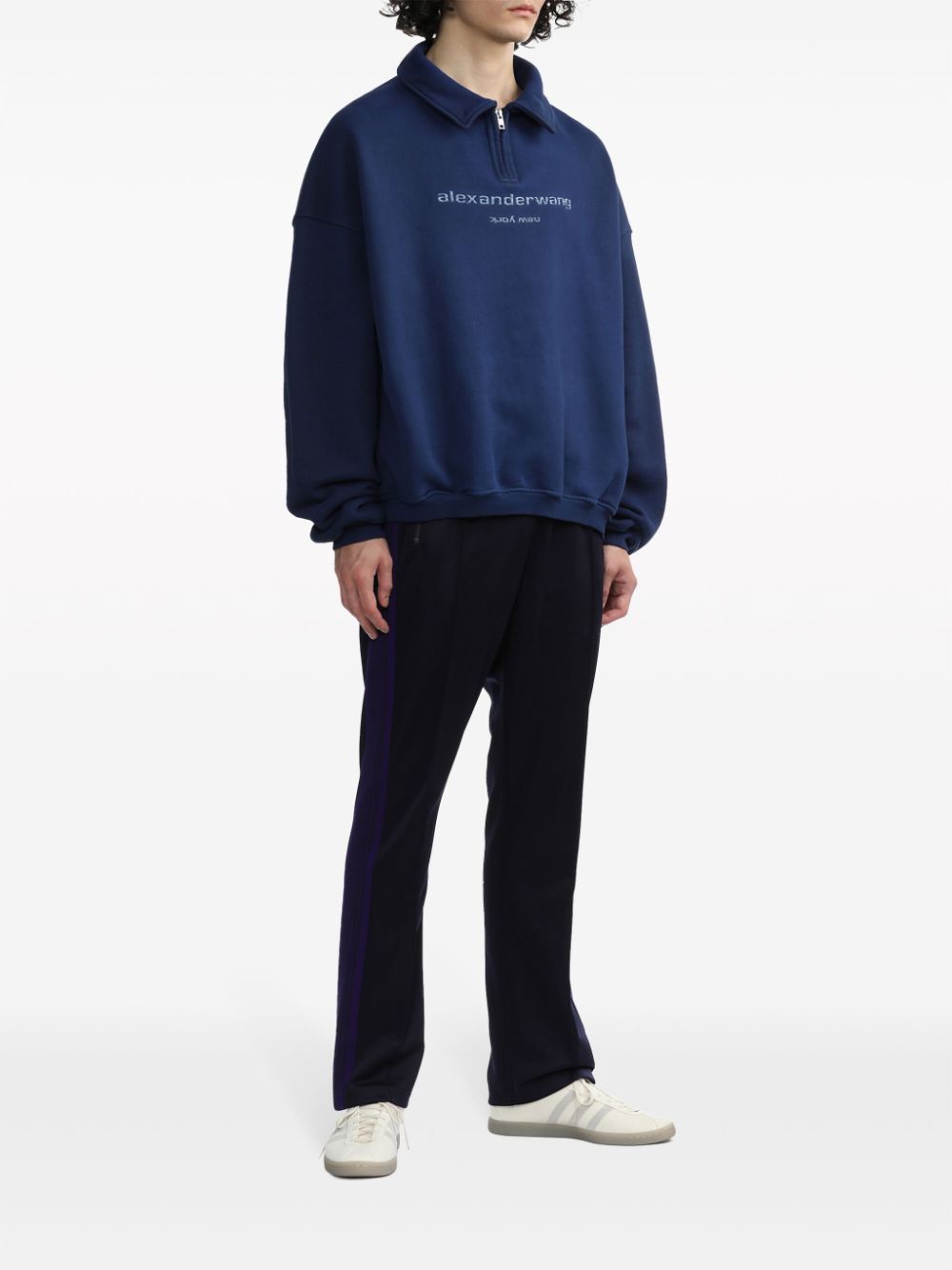 Shop Needles Logo-embroidered Track Pants In Blue