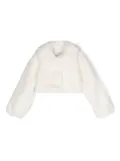 Monnalisa spread-collar cropped faux-fur jacket - White