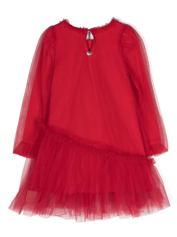 Monnalisa long-sleeved Tulle Dress | Red | FARFETCH NO
