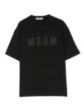MSGM Kids logo-print rhinestone-embellished T-Shirt - Black