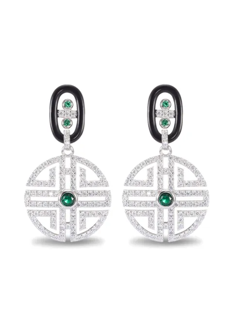 Shanghai Tang aretes con detalles de cristal y gemas