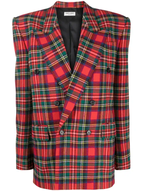 Saint Laurent skotskternet dobbeltradet blazer
