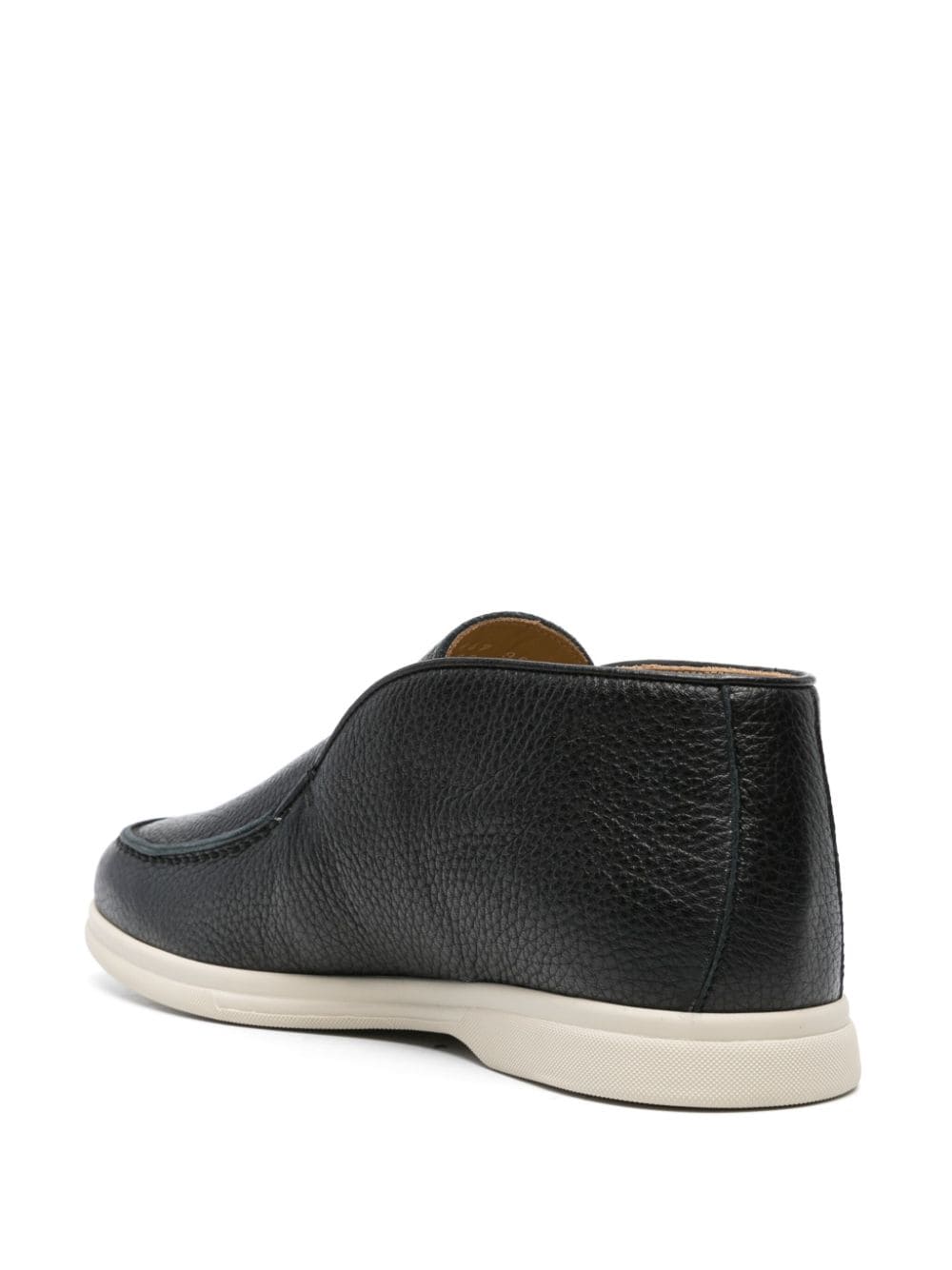 Shop Corneliani Pebbled Leather High-top Loafers In Schwarz