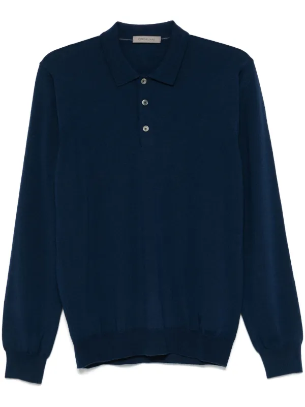 Corneliani Virgin Wool Polo Sweater Blue FARFETCH PH