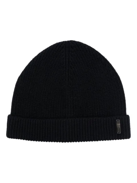 Corneliani Gorro de tricô canelado em lã virgem