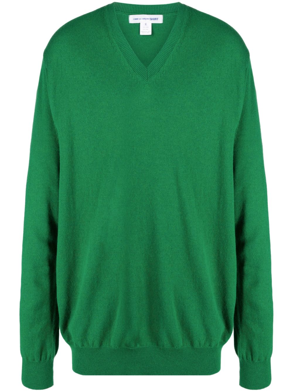 Comme Des Garçons Shirt Ribbed V-neck Wool Jumper In Grün