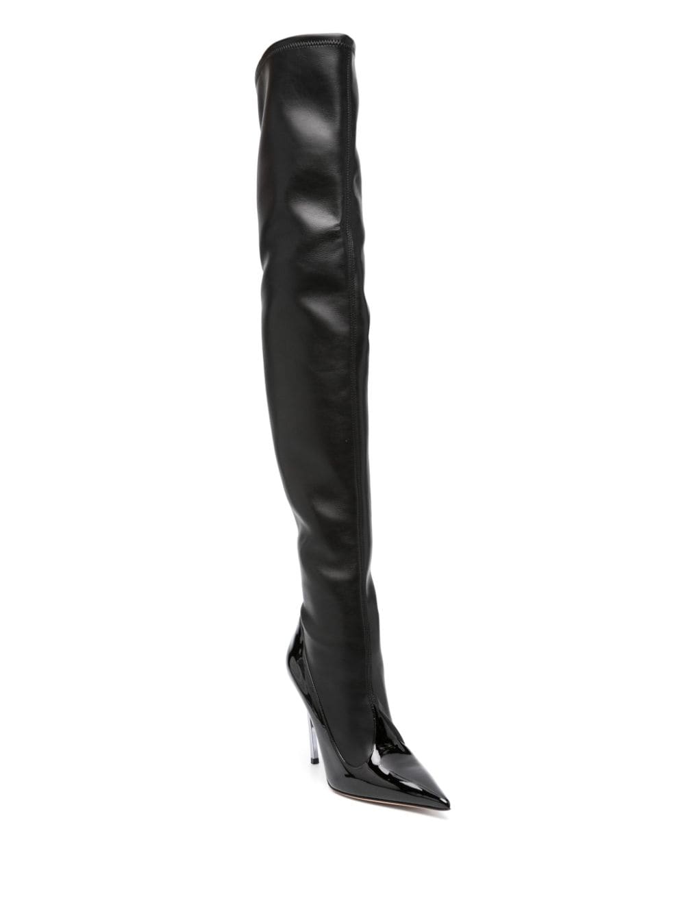 Shop Casadei Super Blade Divina Leather Boots In Black