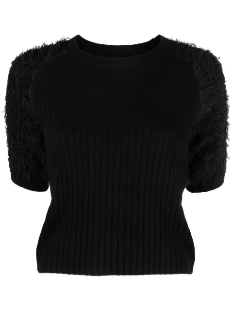PINKO top tejido de canalé manga corta