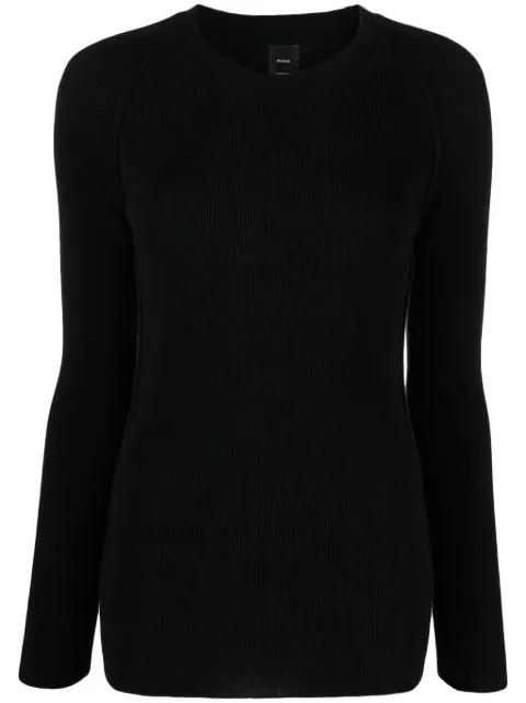 PINKO round-neck ribbed-knit top