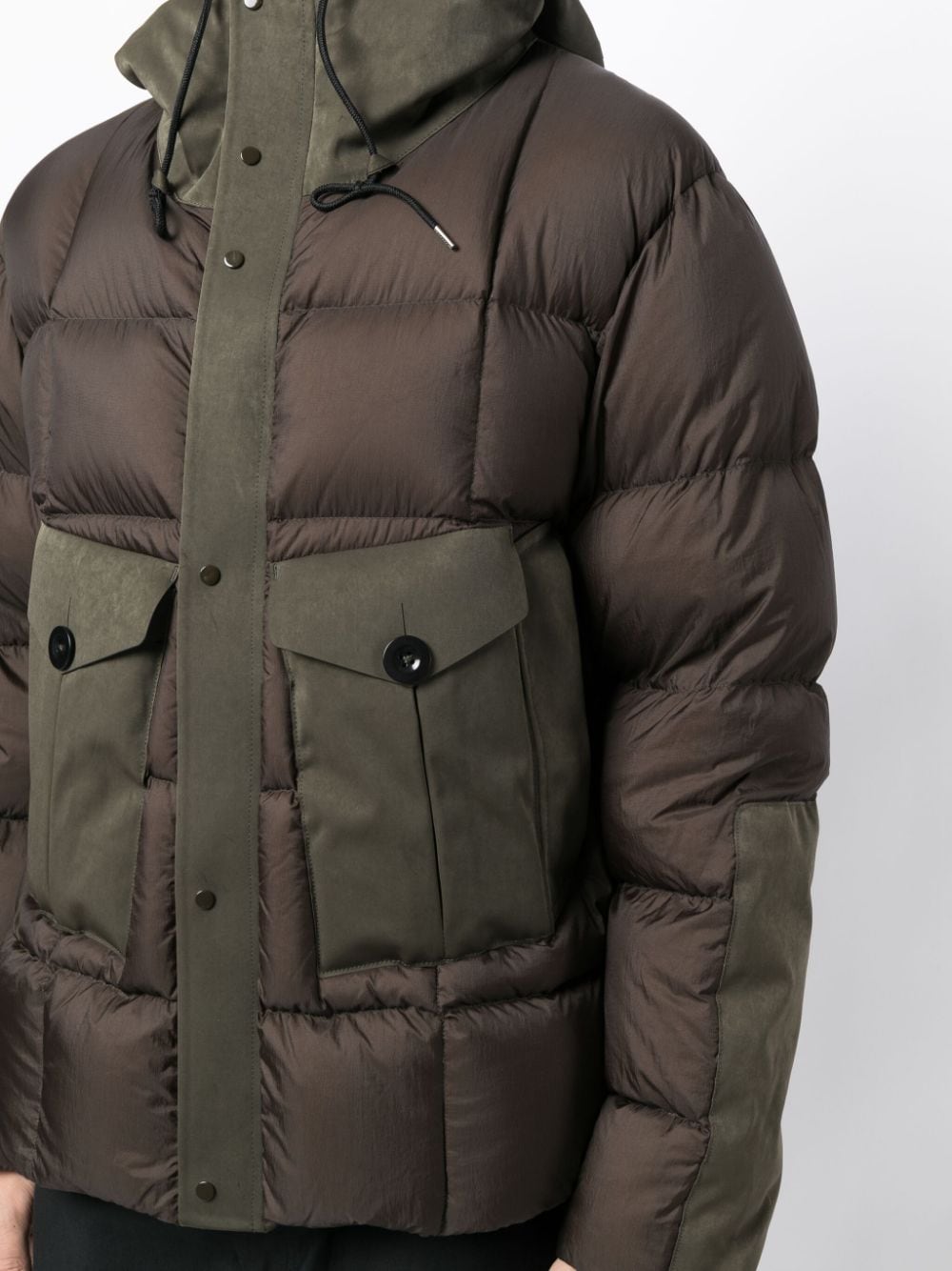 Shop Ten C Tempest Combo Down Jacket In Green