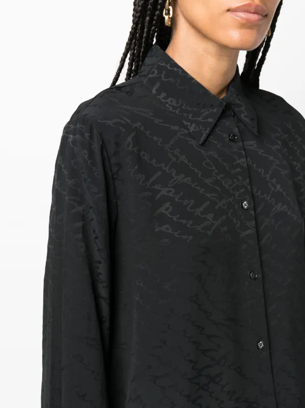 PINKO patterned-jacquard long-sleeve Shirt | Black | FARFETCH