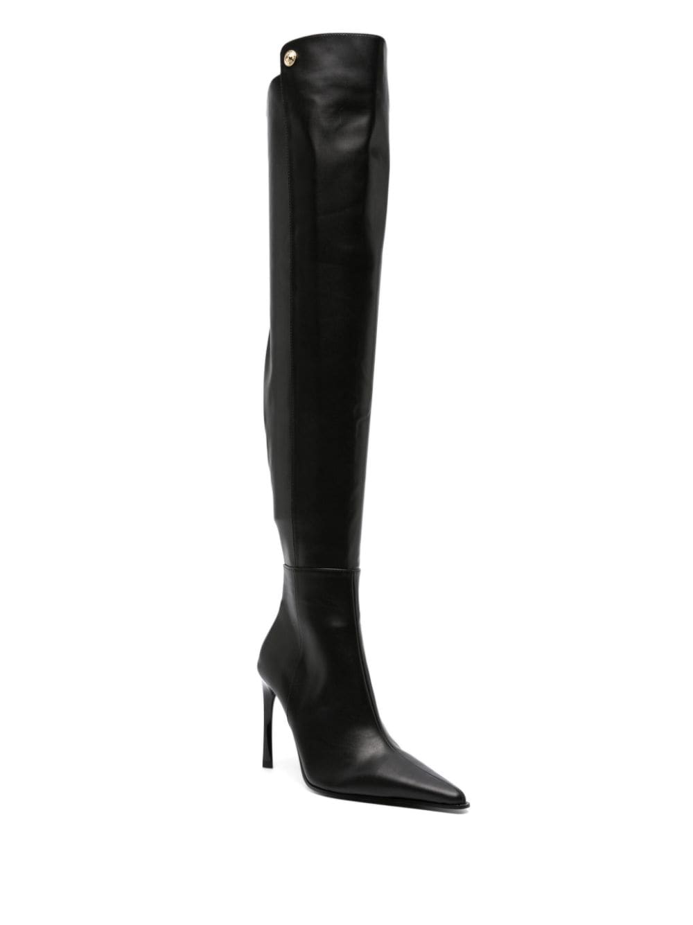 Versace Jeans Couture pointed-toe faux-leather knee boots - Zwart