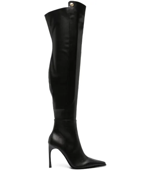 Versace Jeans Couture pointed-toe faux-leather knee boots
