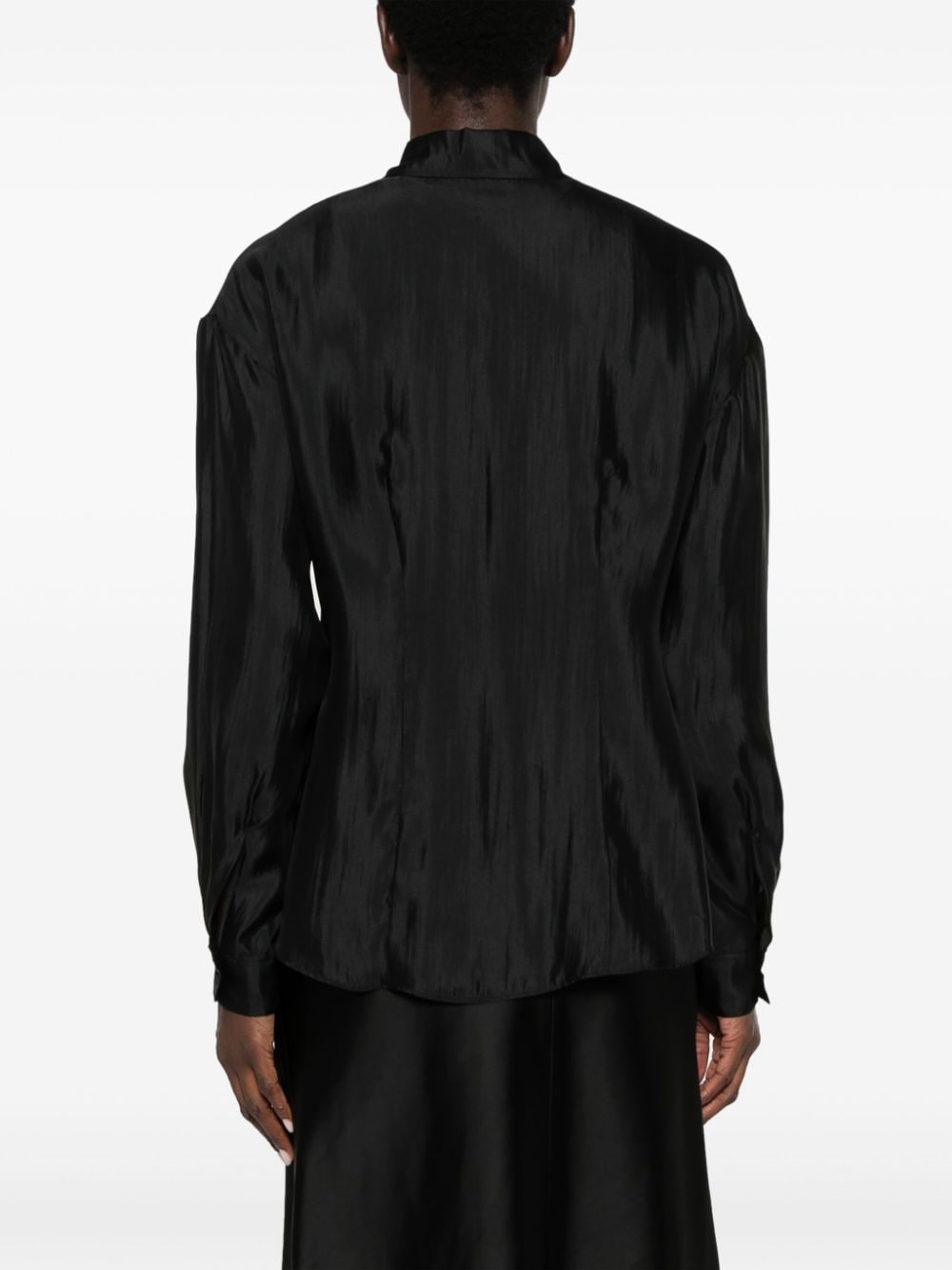 Shop Forte Forte Long-sleeve Silk Blend Shirt In 黑色