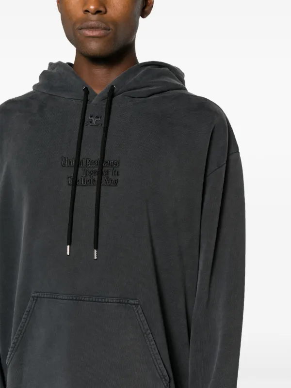 スウェット・トレーナー COURREGES COTTON HOODIE Courrèges logo-patch Cotton Hoodie | Grey | FARFETCH