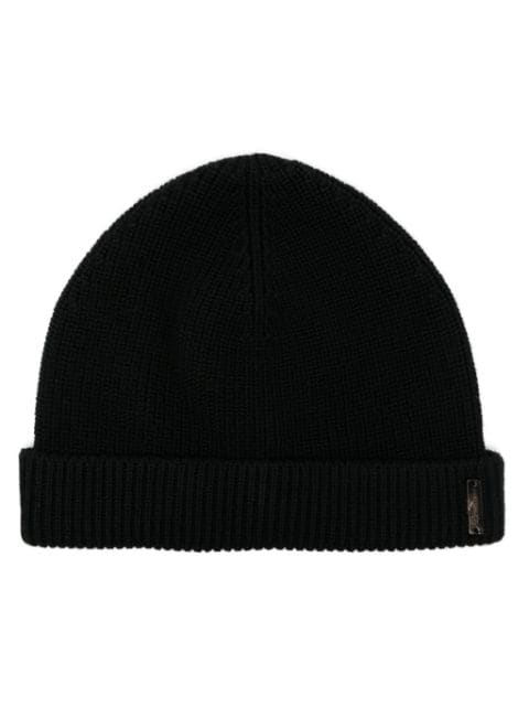 Corneliani ribbed virgin wool beanie