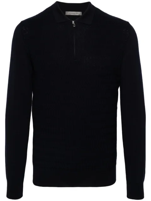 Corneliani long-sleeved virgin wool polo shirt