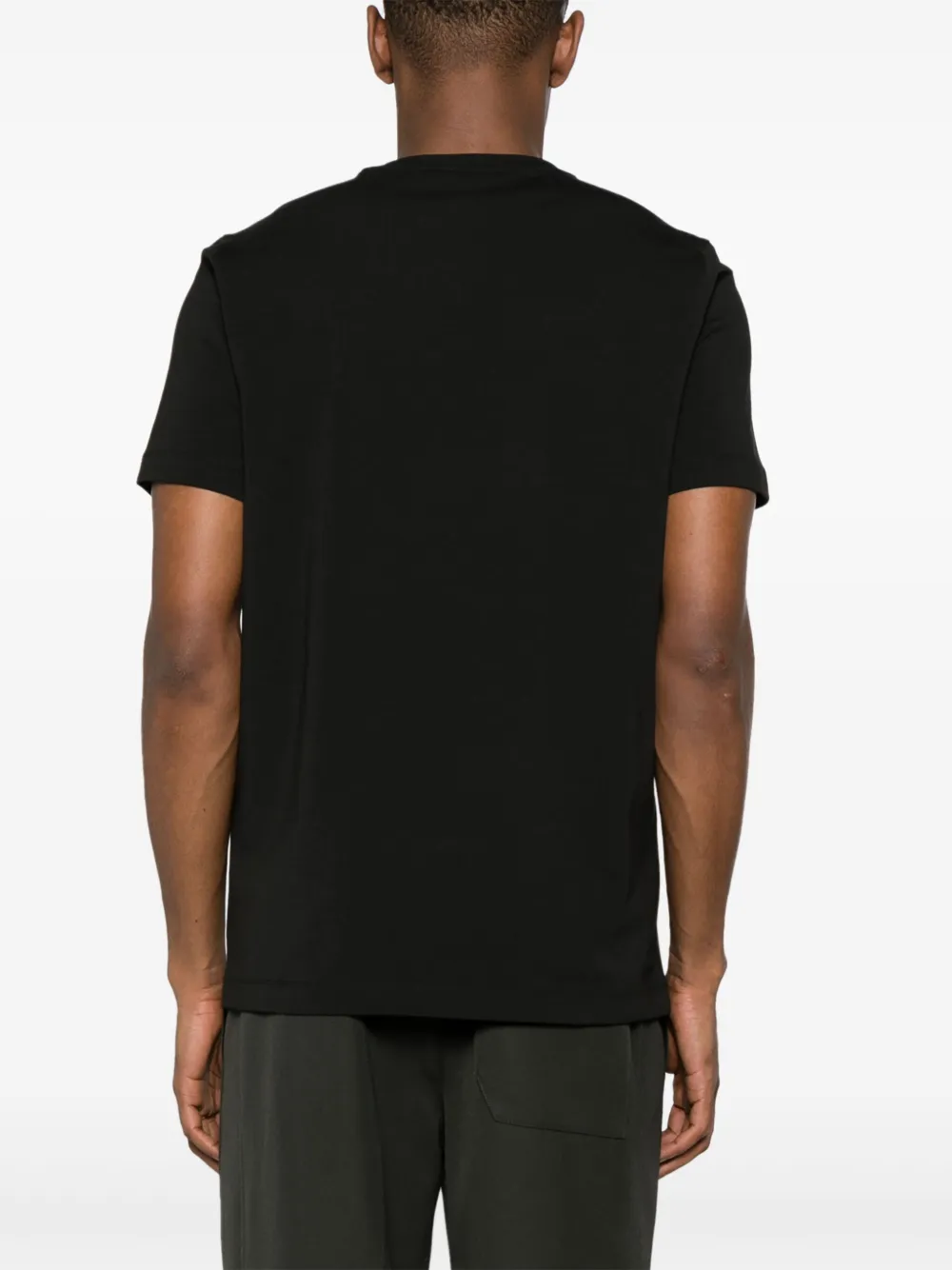 Shop Corneliani Logo-embroidered Cotton T-shirt In Black