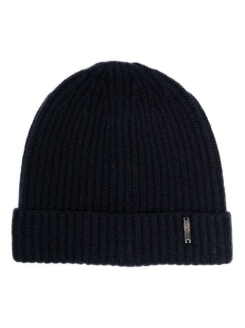 logo-plaque cashmere beanie