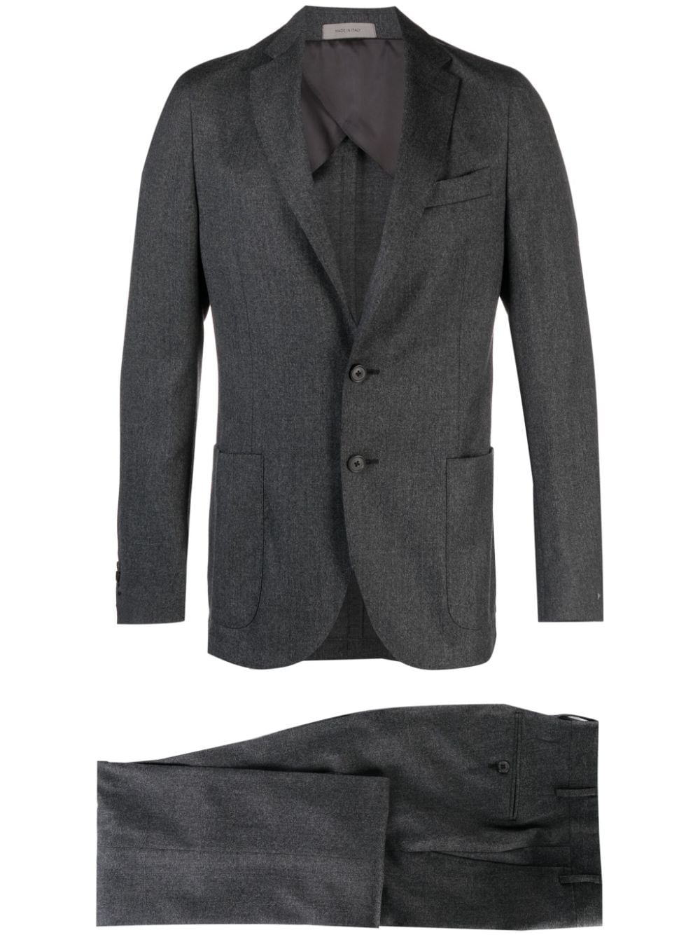 mélange-effect single-breasted wool suit