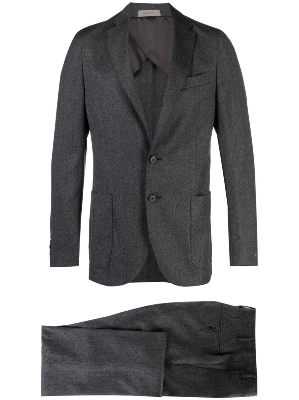 Corneliani Mélange-effect Single-breasted Wool Suit In Grey