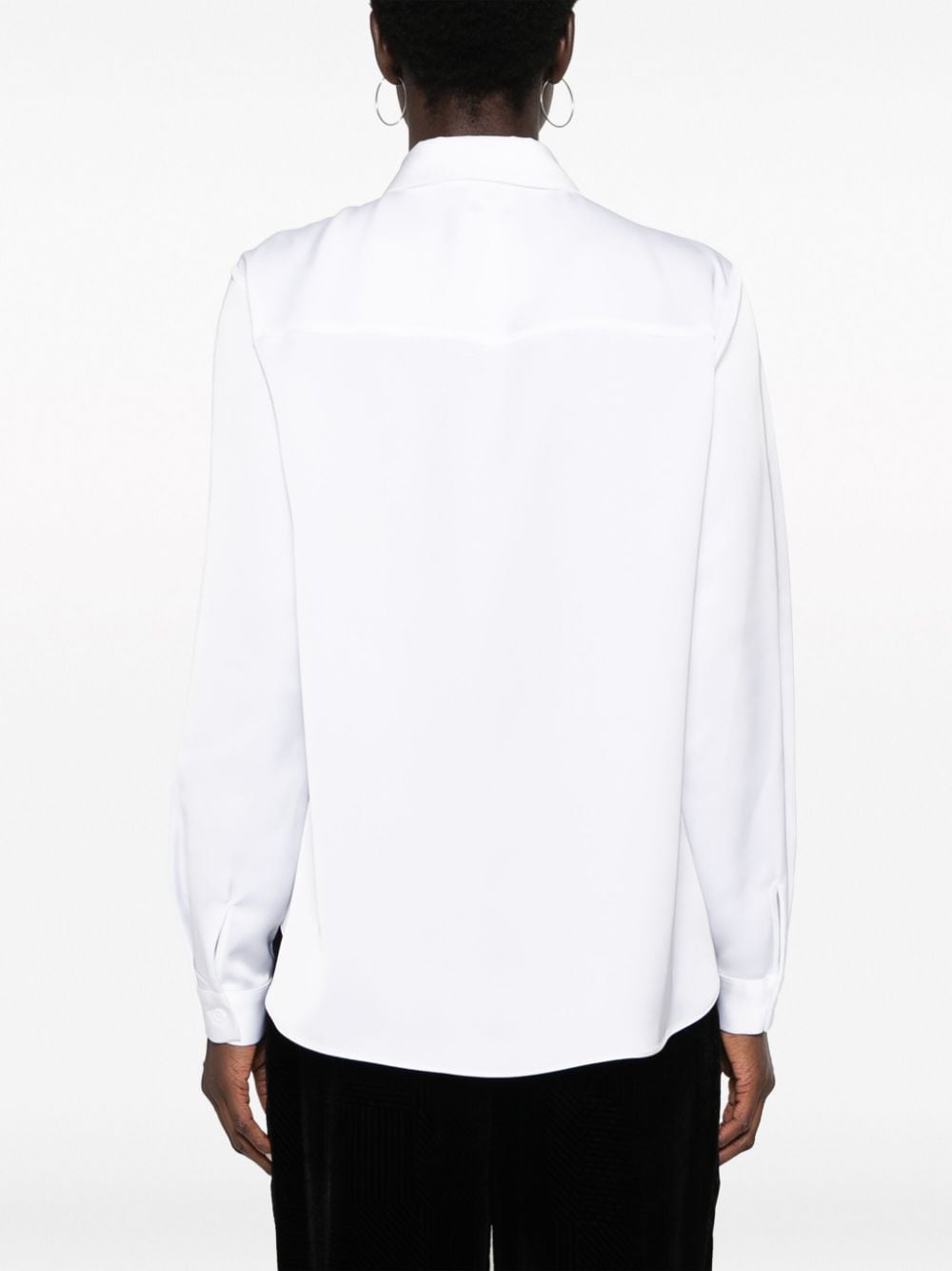 Shop Emporio Armani Mock-neck Long-sleeve Shirt In White