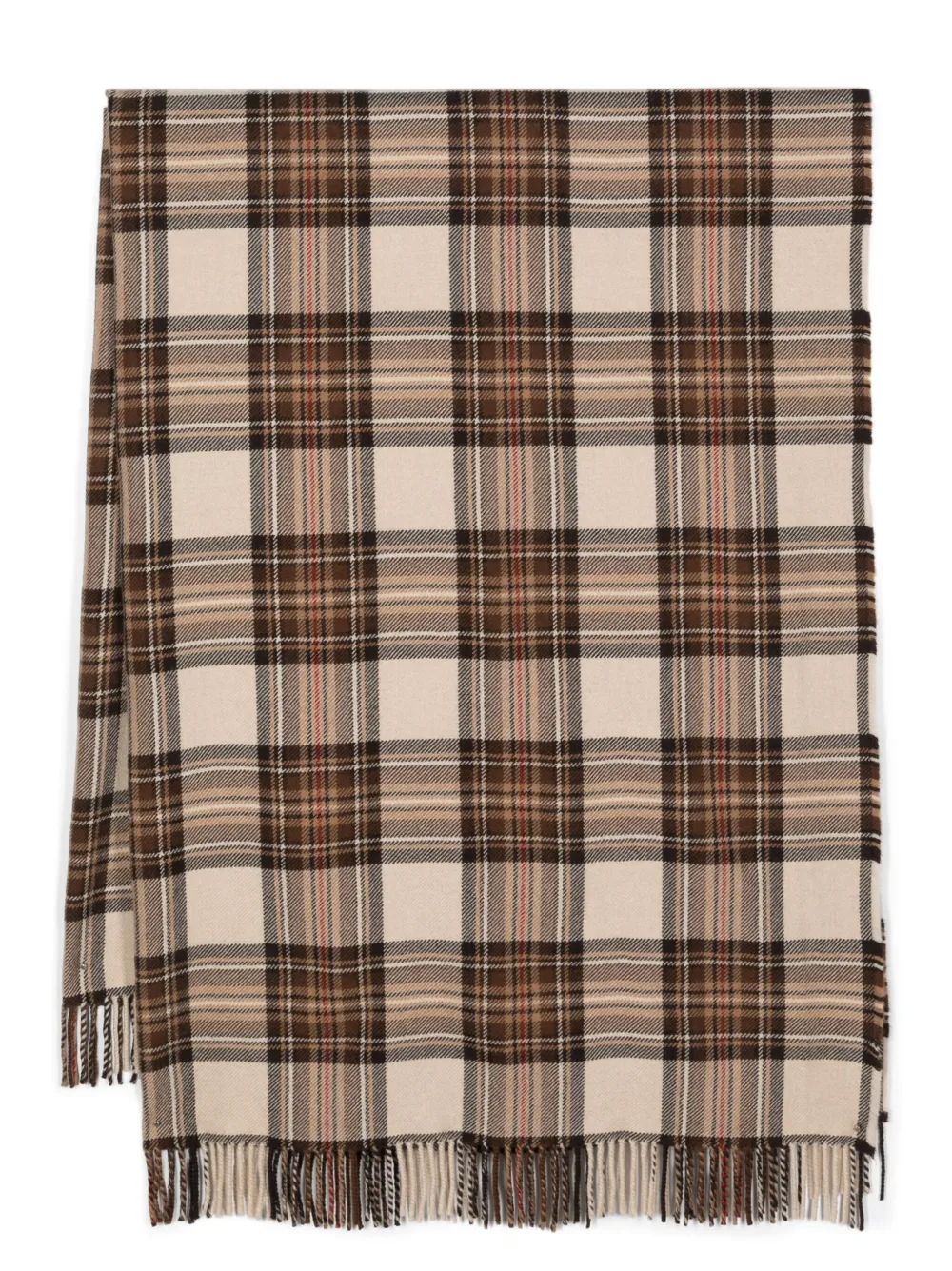 Etro Check-print Virgin Wool Scarf In Beige