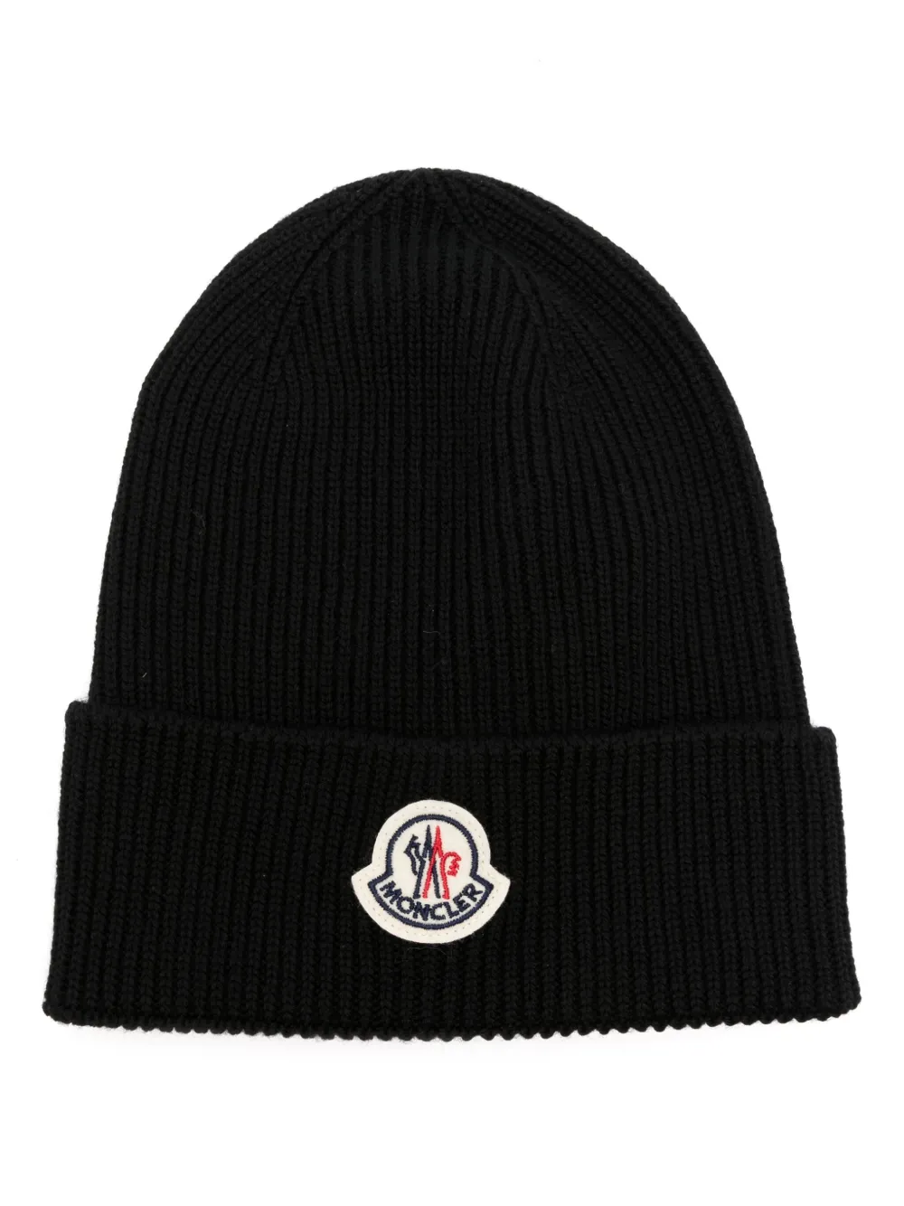 Moncler logo-patch ribbed-knit beanie