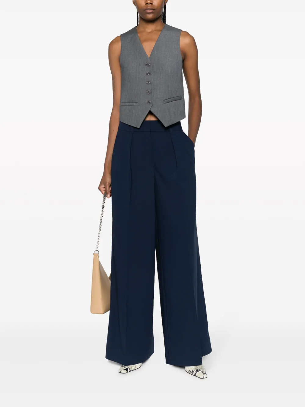 REMAIN pleated high-waist palazzo pant - Blauw