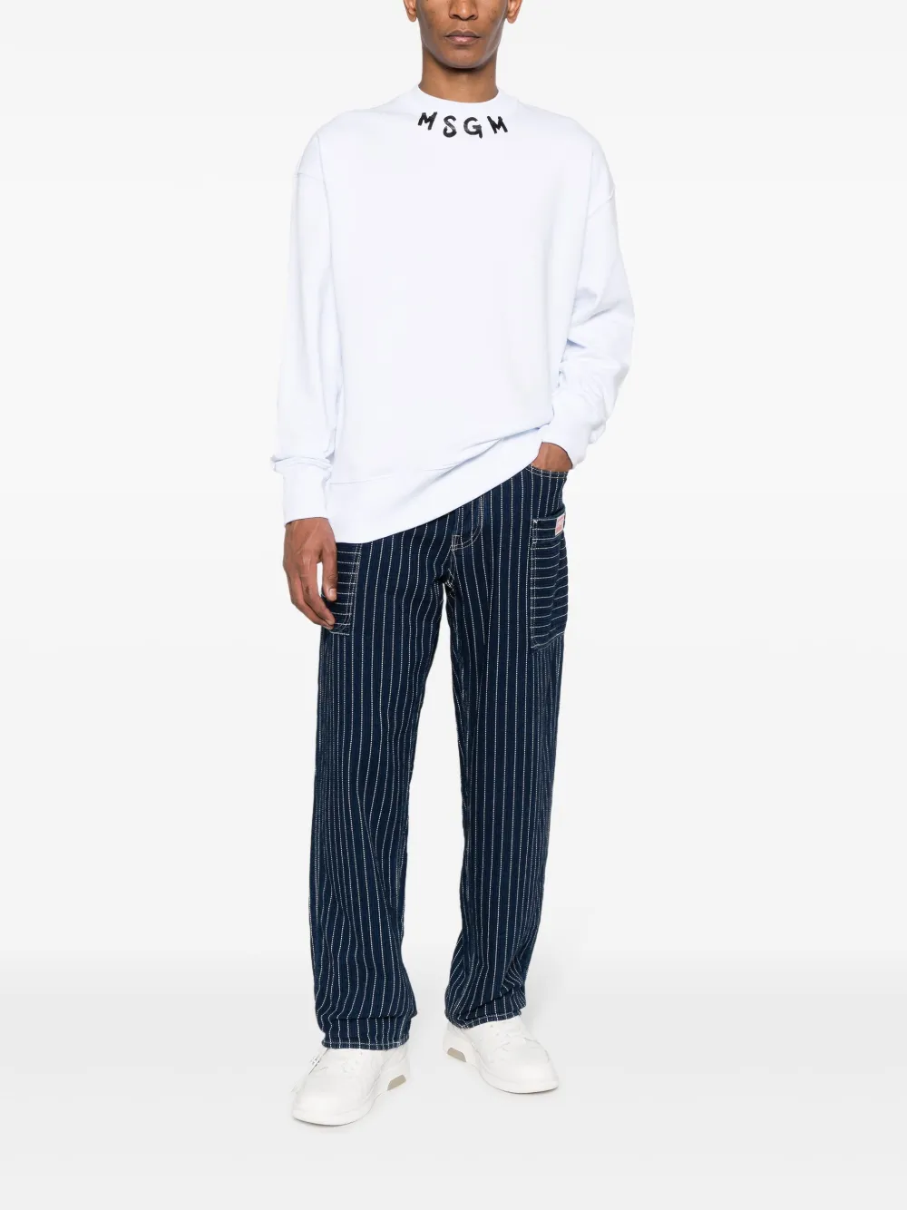 MSGM logo-print cotton sweatshirt - Wit