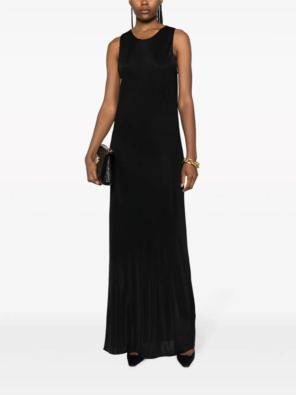 Saint Laurent sleeveless high-shine jersey dress - Zwart